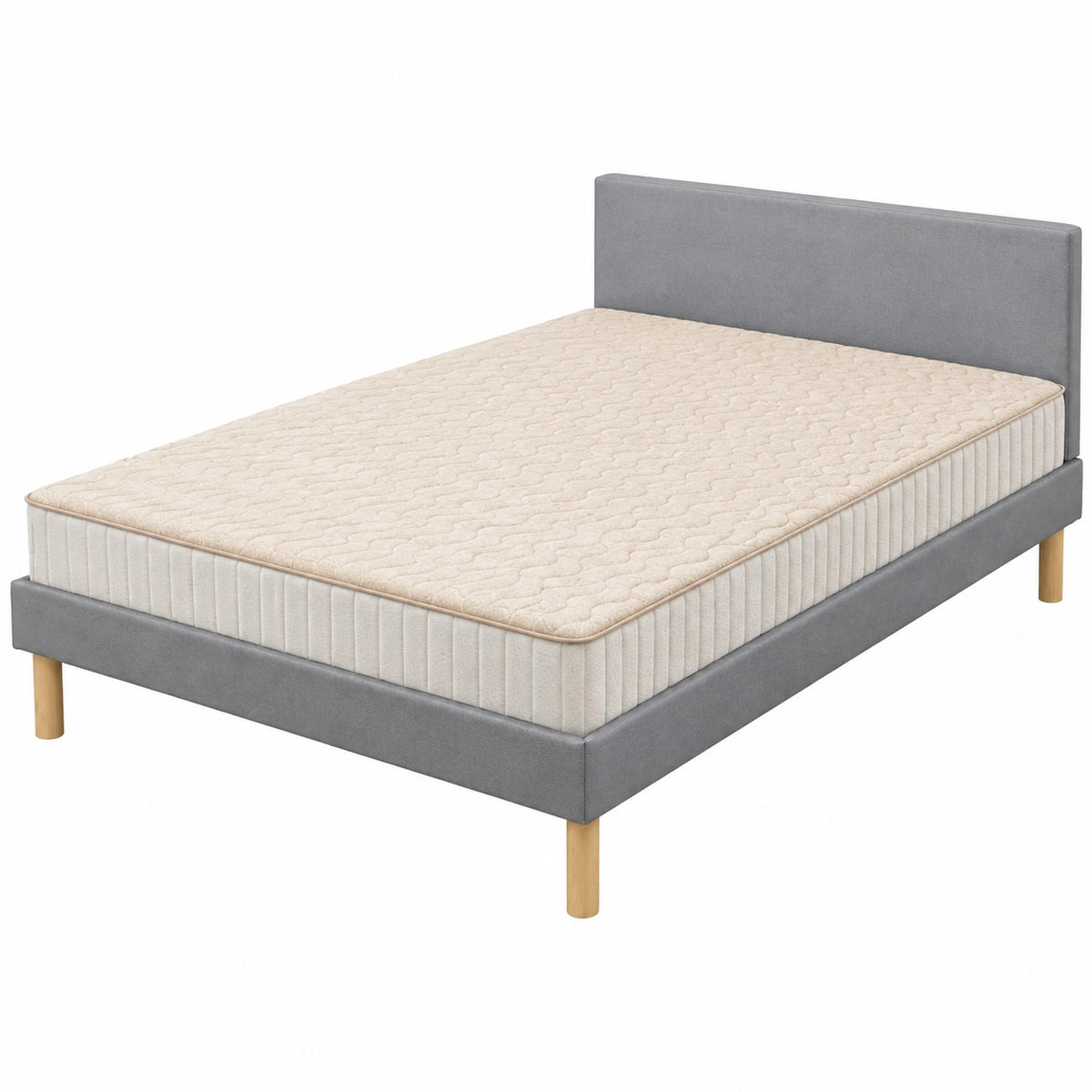 Matelas, avec sommier, coloris gris, 140 x 190 cm, pour la chambre