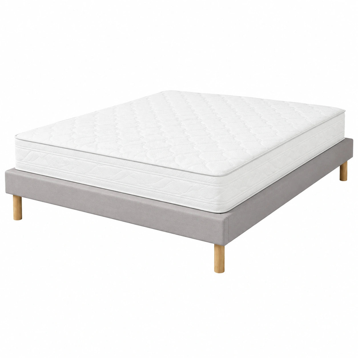 Matelas, avec sommier, coloris gris, 140 x 190 cm, pour la chambre