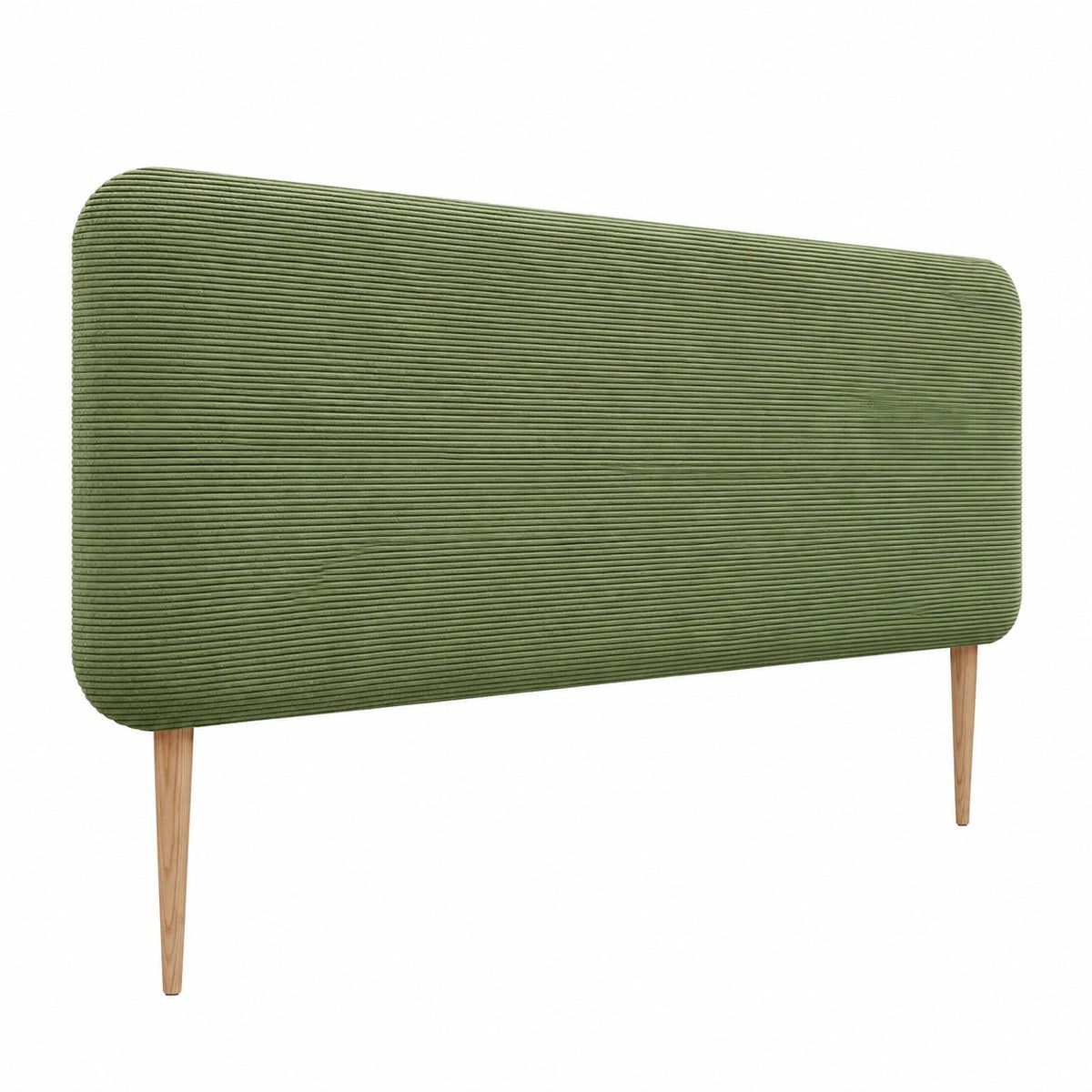 Lit, en velours côtelé, coloris vert, pour la chambre