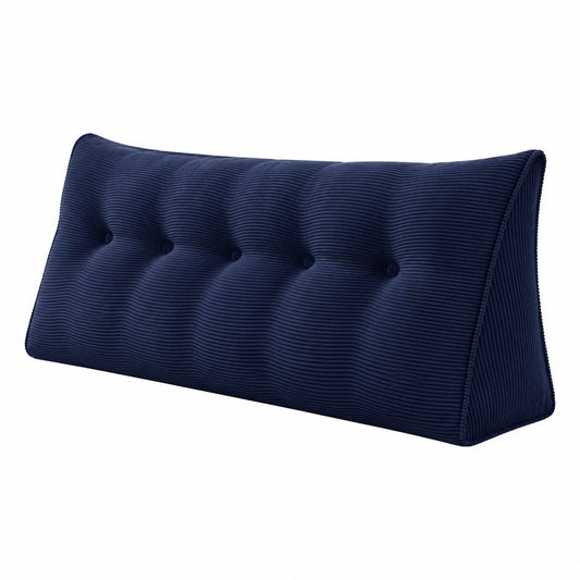 Lit, en velours côtelé et tissu, rembourré, coloris bleu, pour la chambre
