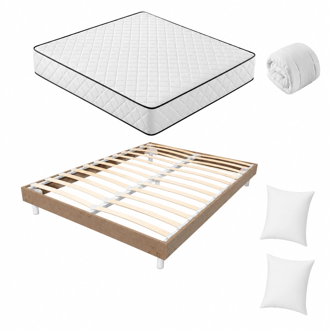 Matelas, avec sommier, 140 x 190 cm, pour la chambre