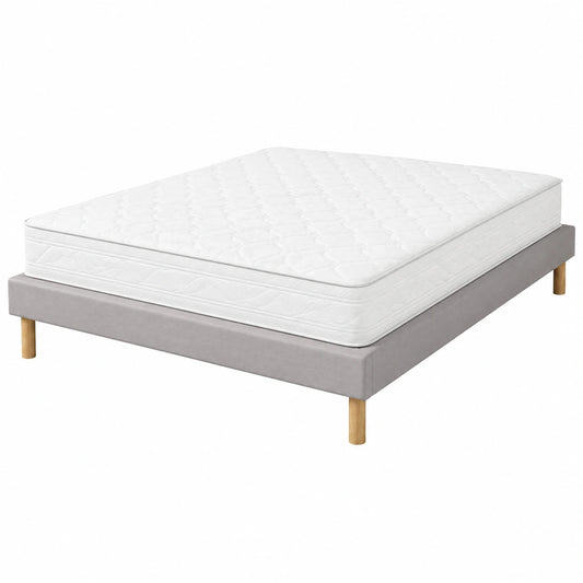 Matelas, avec sommier, coloris gris, 140 x 190 cm, pour la chambre