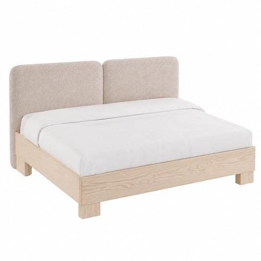 Lit, coloris beige, pour la chambre
