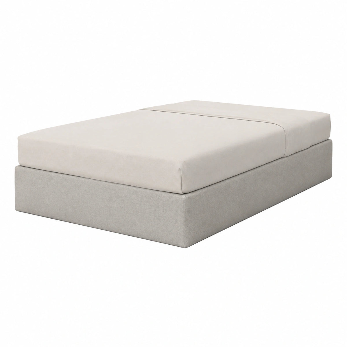Lit, en tissu, avec sommier, coloris gris, 1 place, 90 x 190 cm, pour la chambre